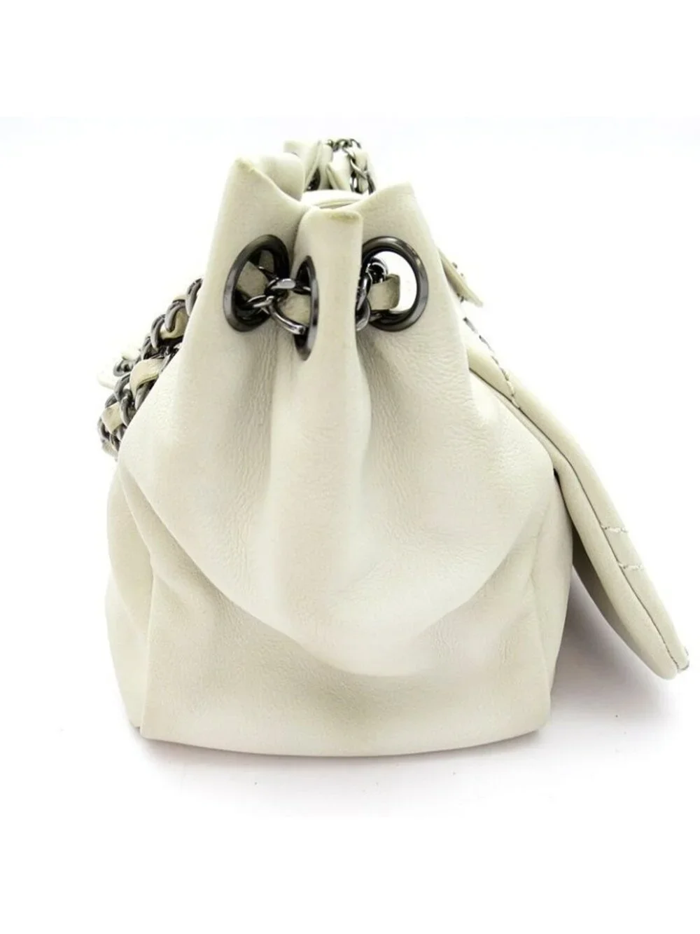 Chanel Diamond Stitch Chain Shoulder Bag Leather White